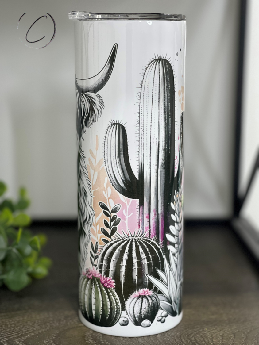 Desert Highland Cow 20oz Skinny Tumbler