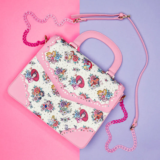 Disney Princess Floral Tattoo Pattern Crossbody Bag by Loungefly
