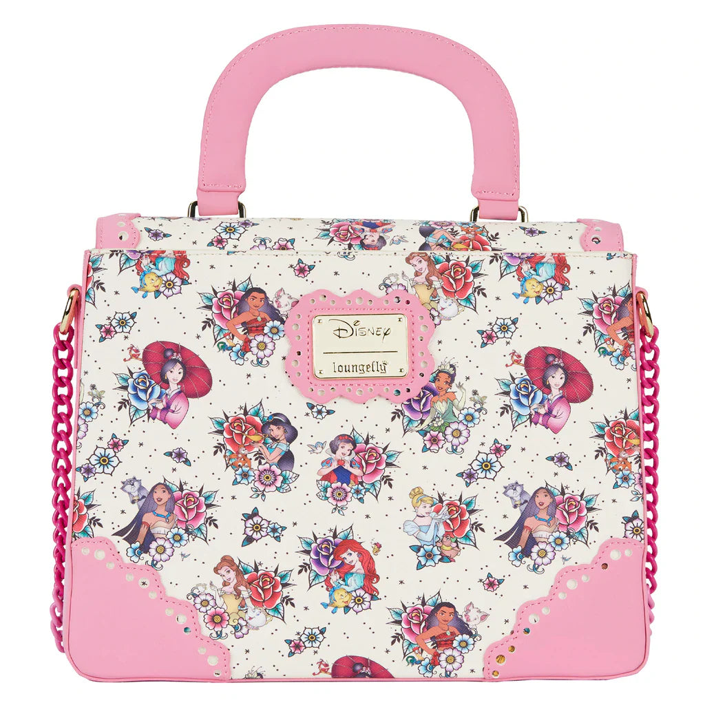 Disney Princess Floral Tattoo Pattern Crossbody Bag by Loungefly