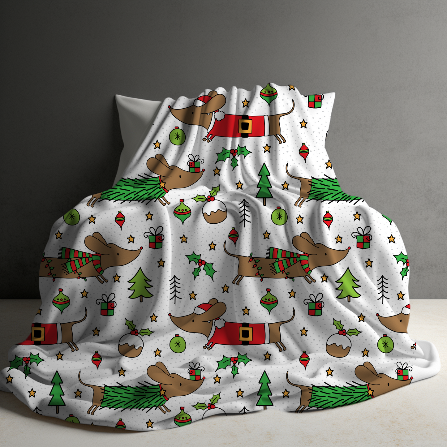 Blanket - Christmas - Dog Dachshund - PREORDER