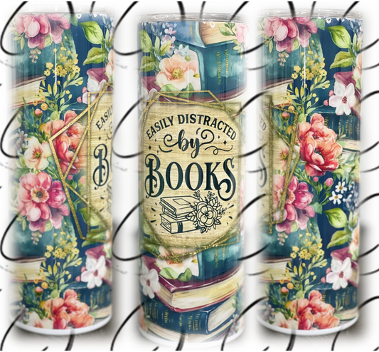 Easily Distracted By Books 20oz Skinny Tumbler