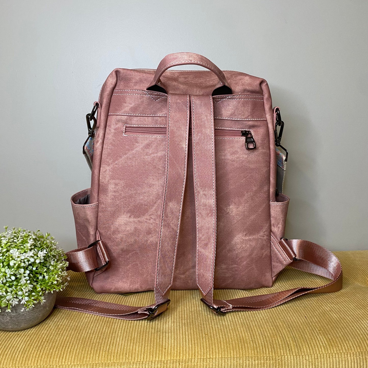 Denim Suede Brooke Backpack + Pouch