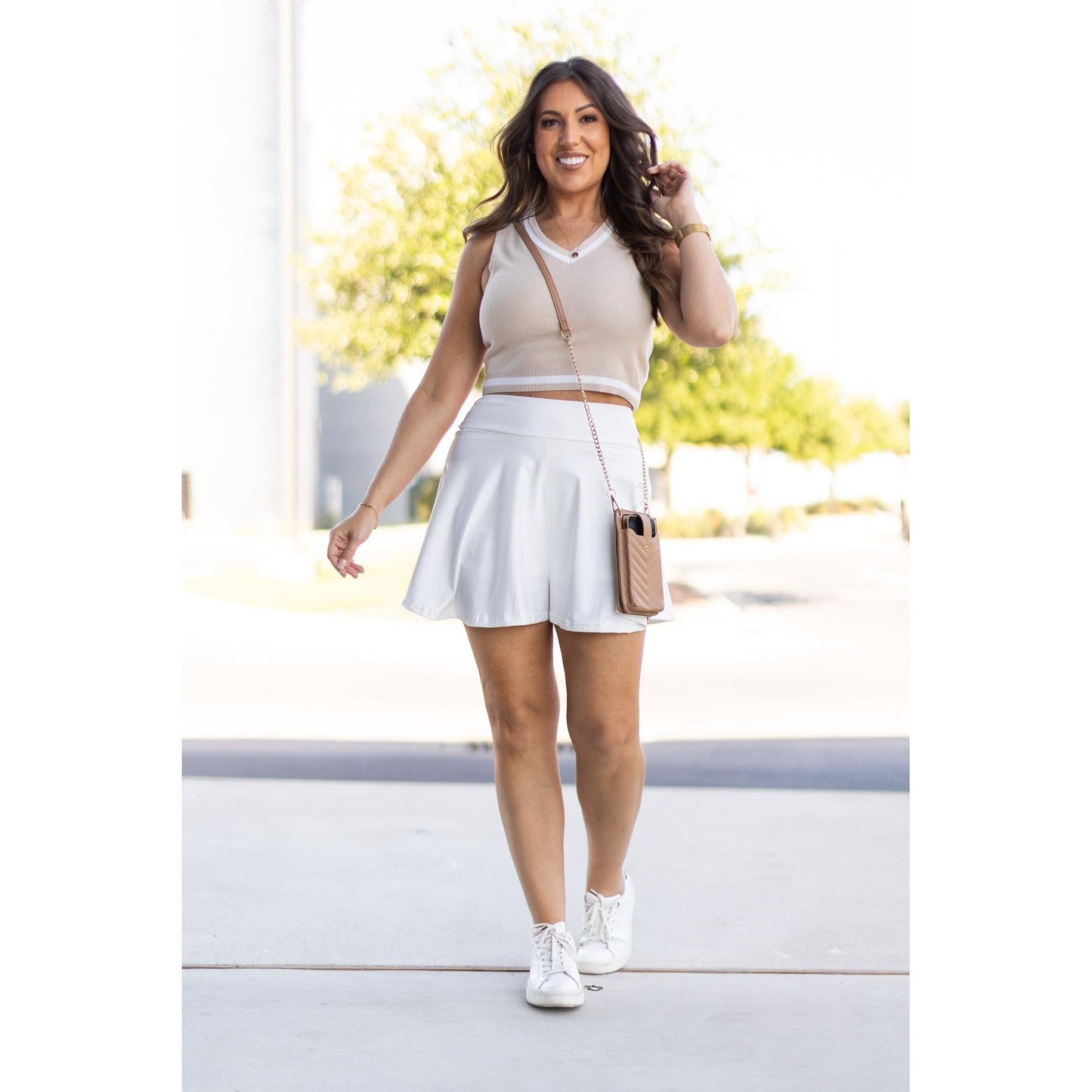 Julia Rose The Wendy white skort women’s skort with built-in shorts