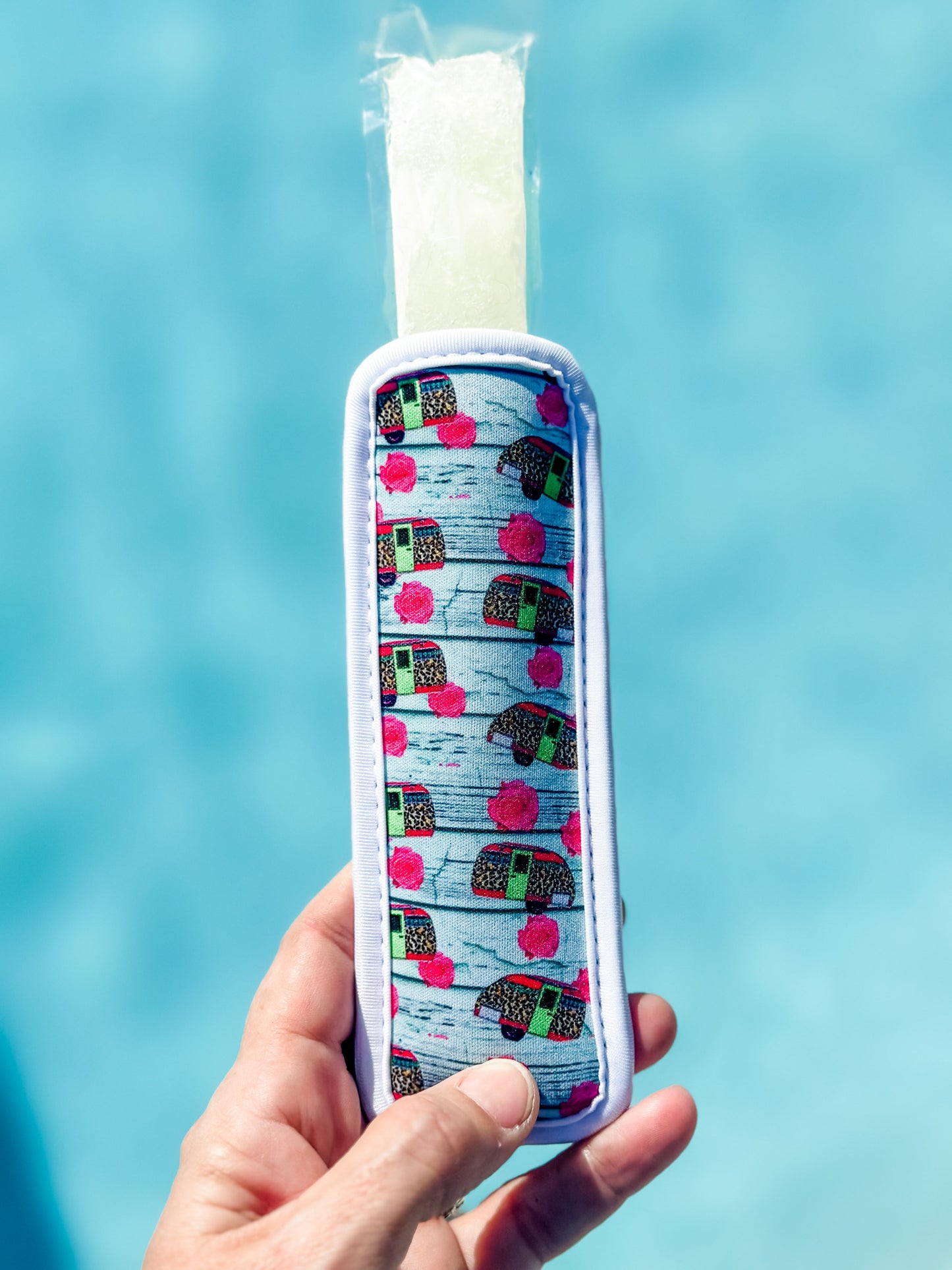 Neoprene Popsicle Holder "Pink Camper"