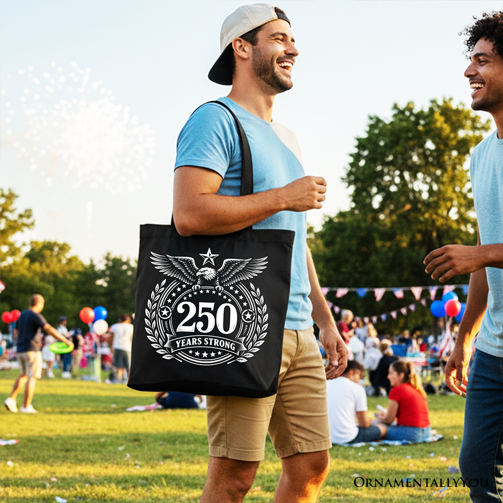 America 250 Years Strong Eagle Tote Bag, 4th of July USA Patriotic 1776–2026 Gift Shopper