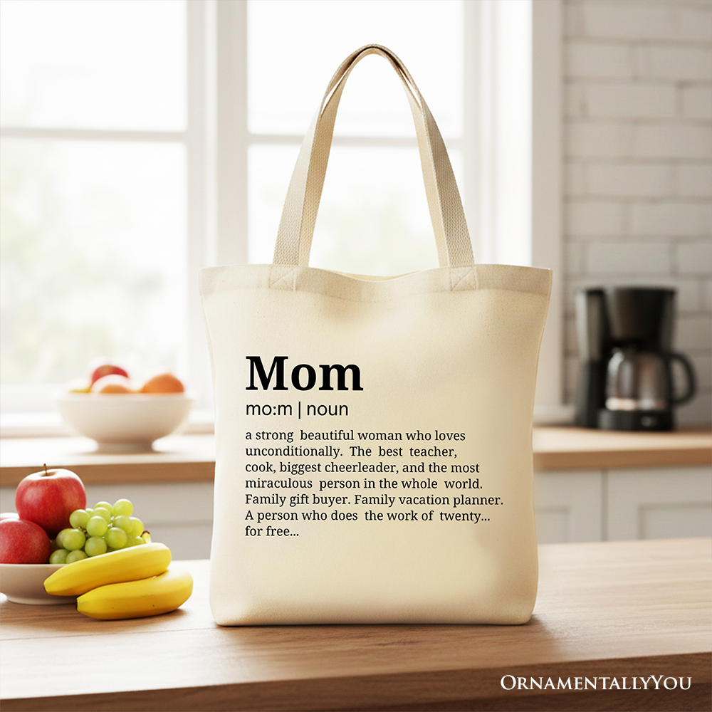 Personalized Mom Definition Canvas Tote Bag, Funny Mothers Day Gift Shopper
