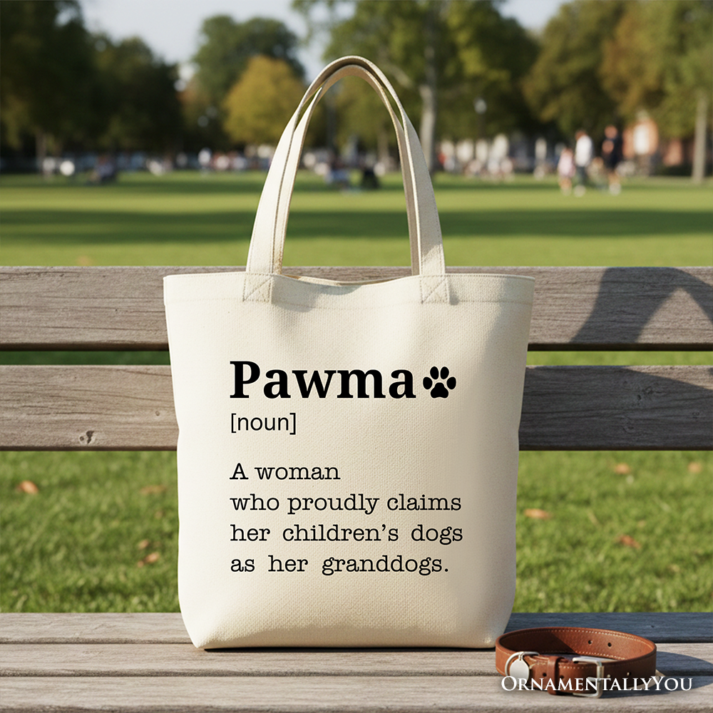 Personalized Pawma Definition Canvas Tote Bag, Funny Dog Lovers Mom Gift Shopper