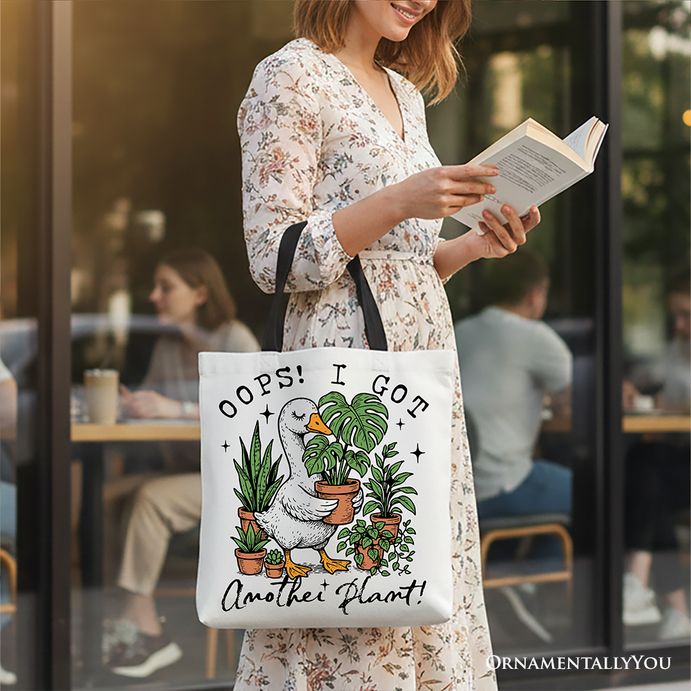 Oops I Got Another Plant Goose Canvas Tote Bag, Sarcastic Gardening Humor Gift
