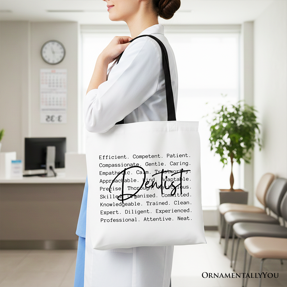 Dentist Definition Canvas Tote Bag, Dental Appreciation Words Gift Shopper