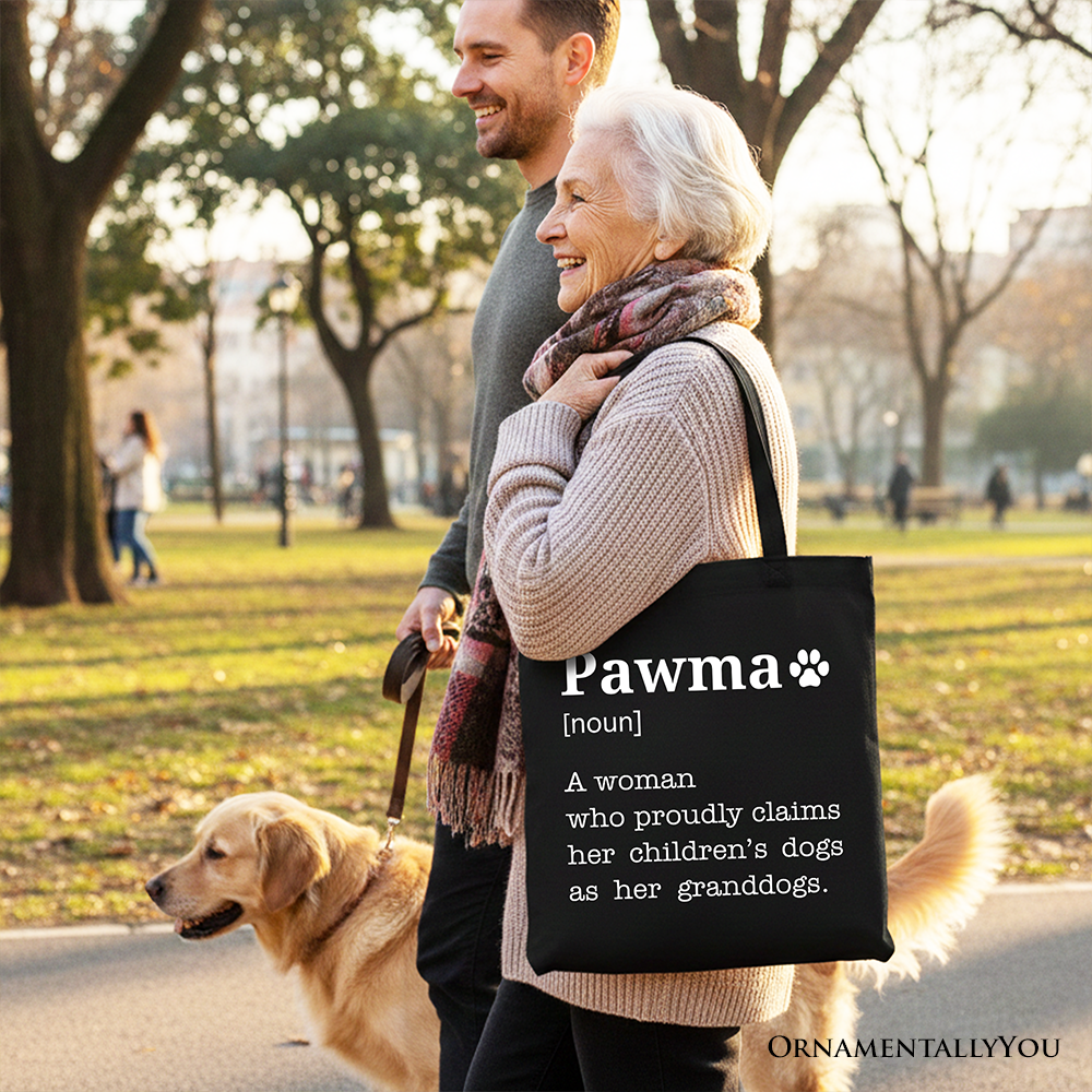 Personalized Pawma Definition Canvas Tote Bag, Funny Dog Lovers Mom Gift Shopper