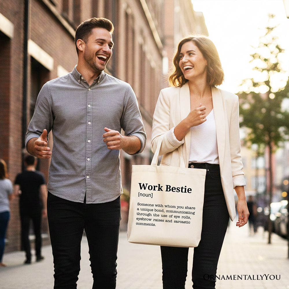 Work Bestie Definition Canvas Tote Bag, Funny Gift Shopper for Office Best Friends