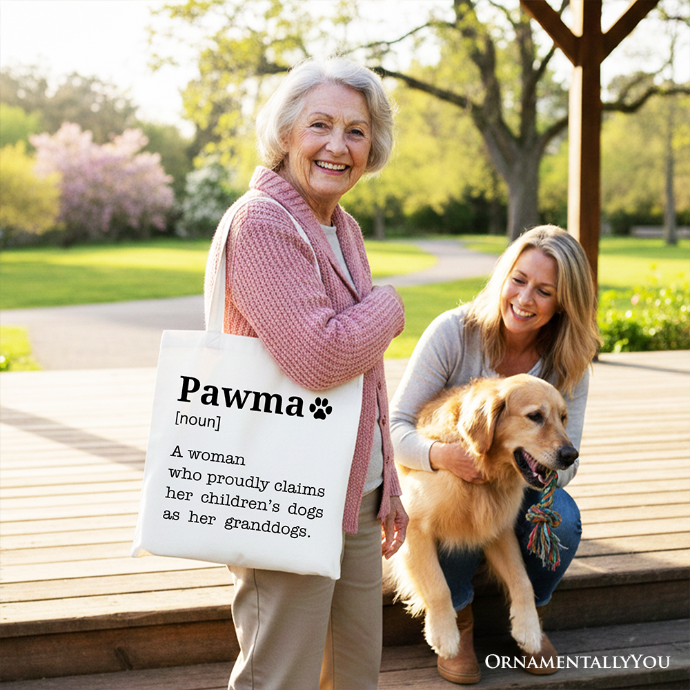 Personalized Pawma Definition Canvas Tote Bag, Funny Dog Lovers Mom Gift Shopper
