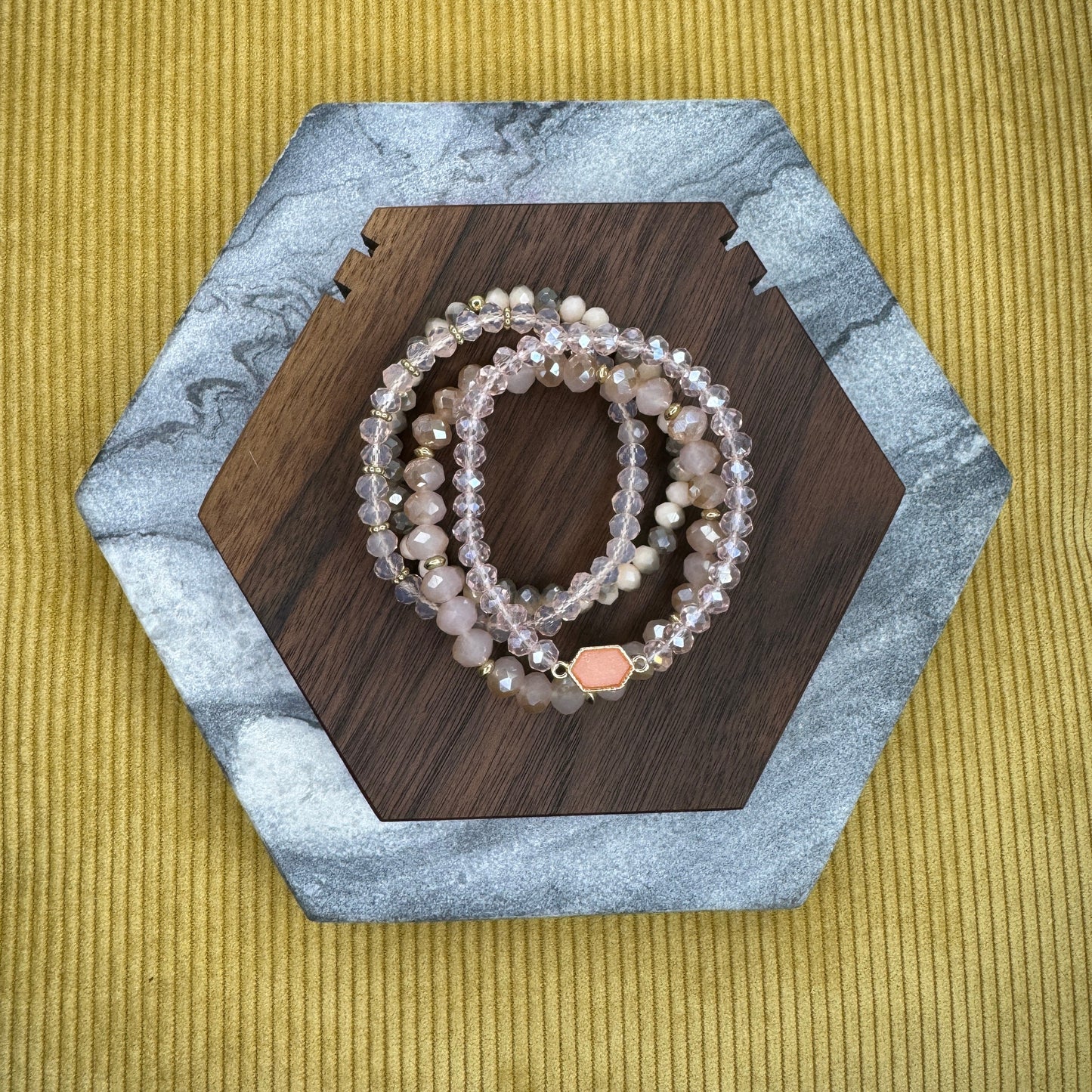 Bracelet Pack - Druzy Bead - Light Pink