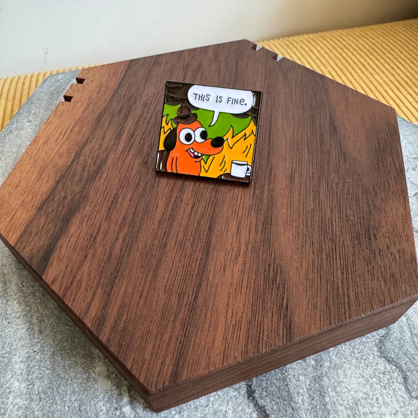 Pin - This Is Fine, Square