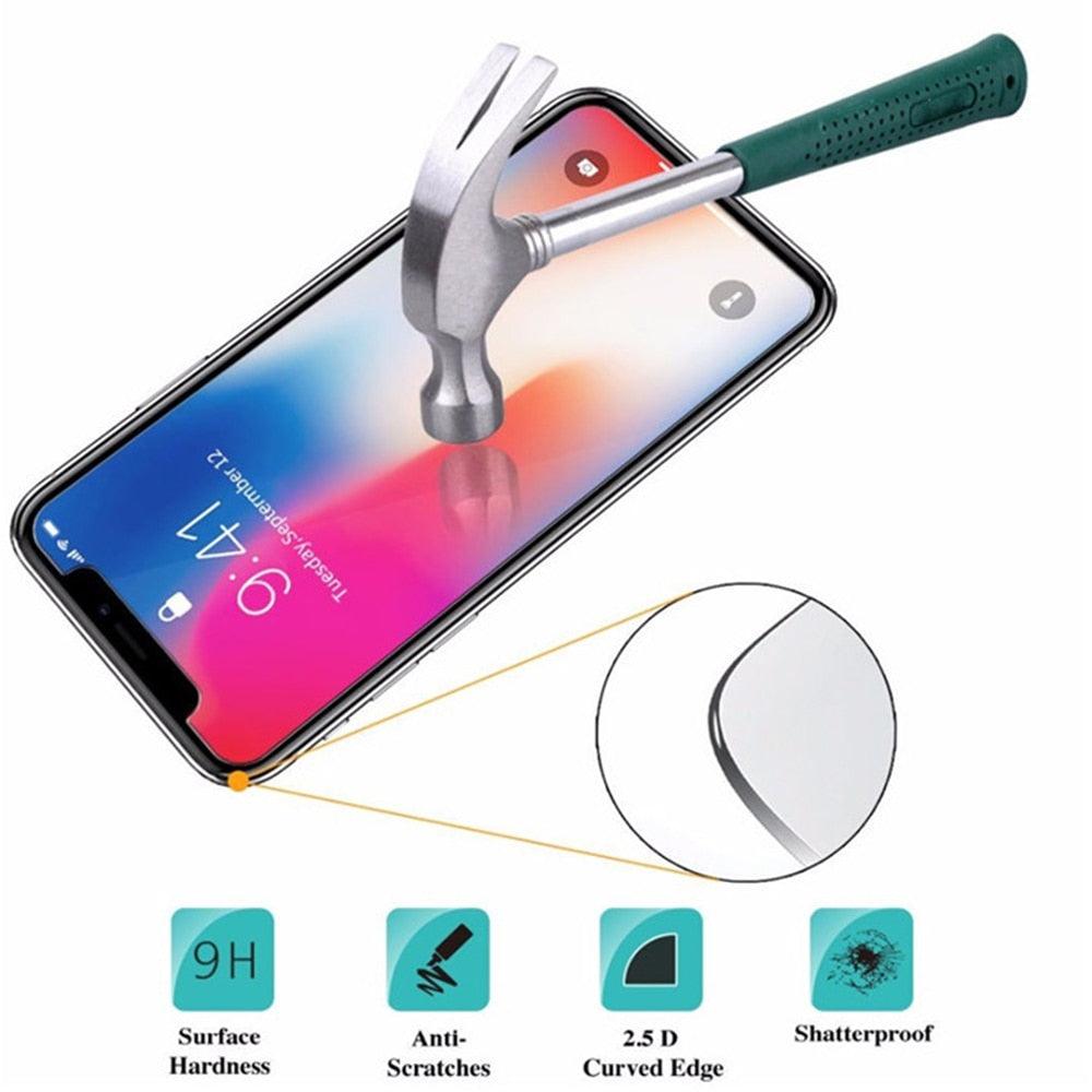 3pcs For iPhone 12 13 Mini 14 Pro Max Glass Screen Protector For iPhone XR XS SE 2022 6 7 8 Plus 13 Pro Max Glass Not Full Cover Curved Edge Anti Explosion Temper Glass Screen Protector for iPhone