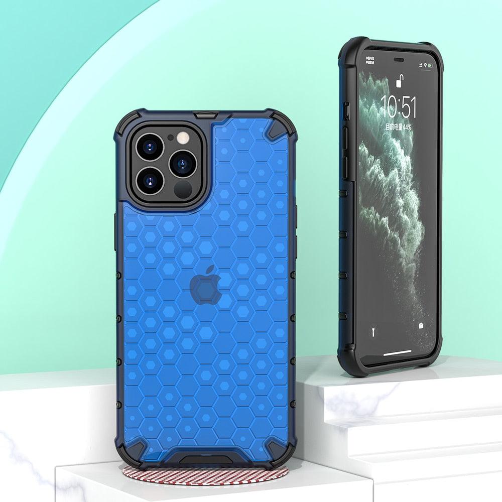 Ultra-Protective Phone Case Shockproof Case for iPhone 12 Mini 12 Pro 11 Pro Max 6s Plus Honeycomb Phone Cover for iPhone SE 7 8 XR XS Max Shock Absorption Protection Shockproof Soft Material Protective Case Suitable for iPhone