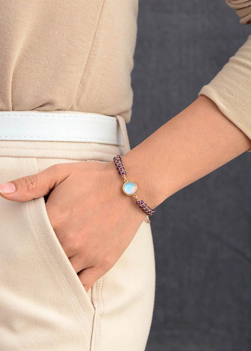 Handmade Luxury Wax  Elegant Bracelet With Stone In Modern Colorful Design For Woman and Ladies
