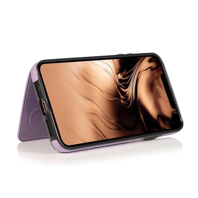 Leather Wallet Case For iPhone 11 Pro Max XS Max XR X 8 7 6S 6Plus 5 5S With Stand Card Pocket Case Cover Shockproof Texture PU Leather  Wallet Cover
