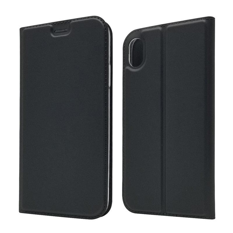 Lightweight Simple iPhone XS Case on for iPhone XS Max X XR 6S 5S 7 8 Plus 11 pro max Cover Luxury Wallet Magnet Flip Leather Cases Magnetic Closure PU Leather Phone Case Full Protective Cover for iPhone