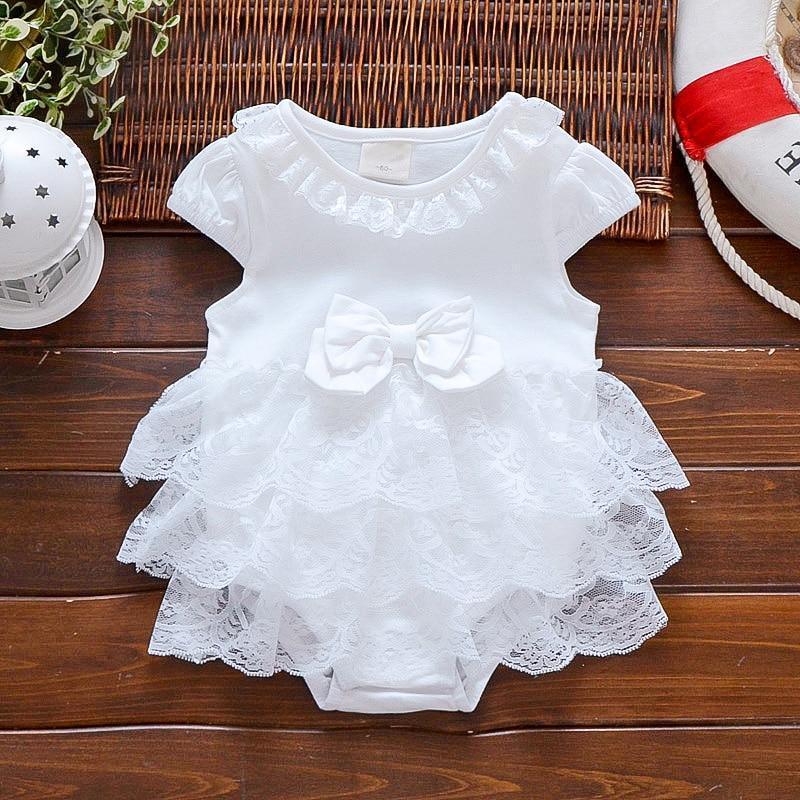 Pink Baby Luxury Bodysuit Infant Girls Princess Puffy Dress Baby Gown Party Wedding Excellent Girls Gift