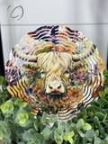 Harvest Floral Highland Cow Wind Spinner