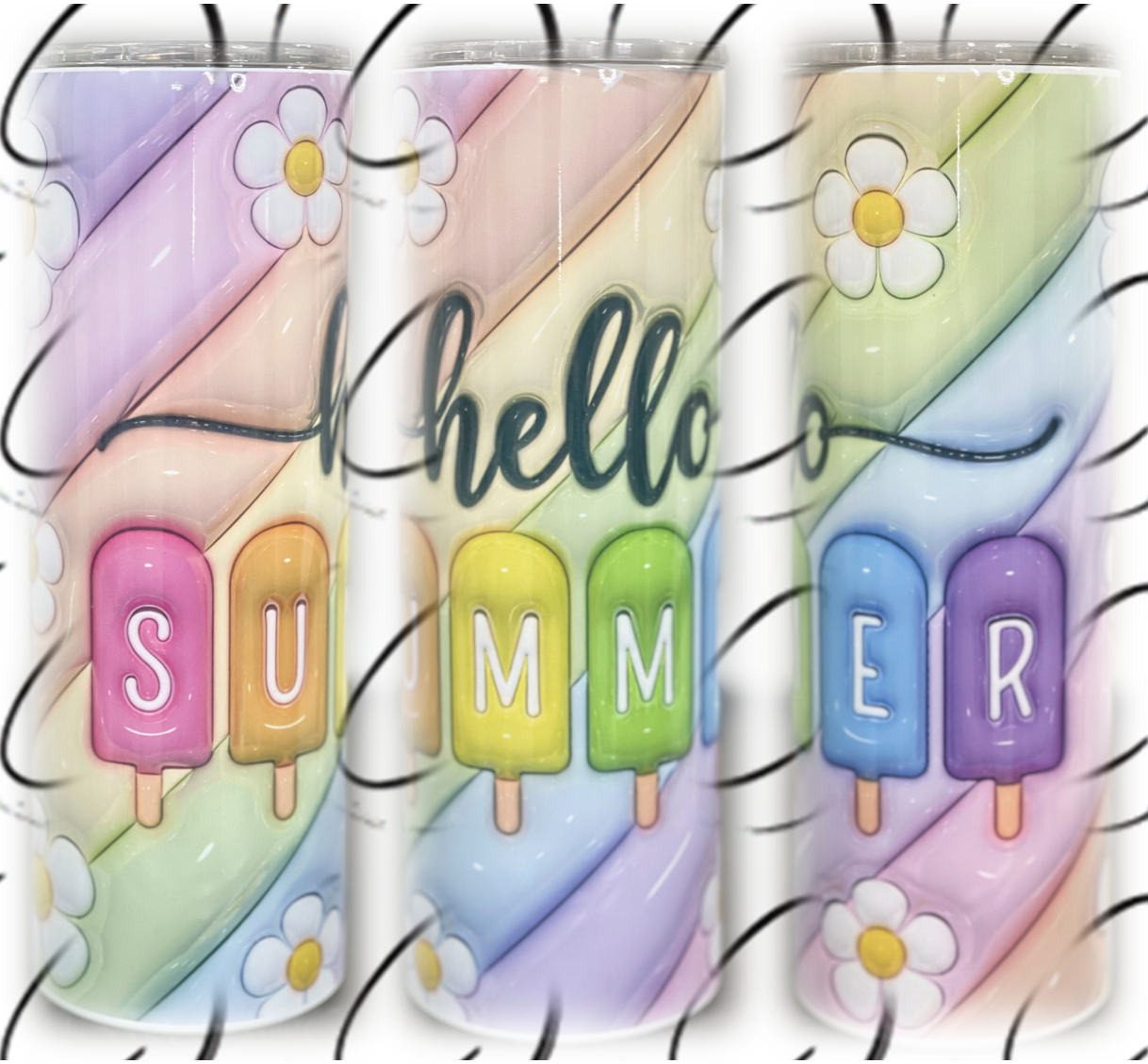 Hello Summer Creamsicles Inflated 20oz Skinny Tumbler