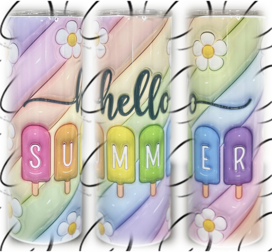 Hello Summer Creamsicles Inflated 20oz Skinny Tumbler