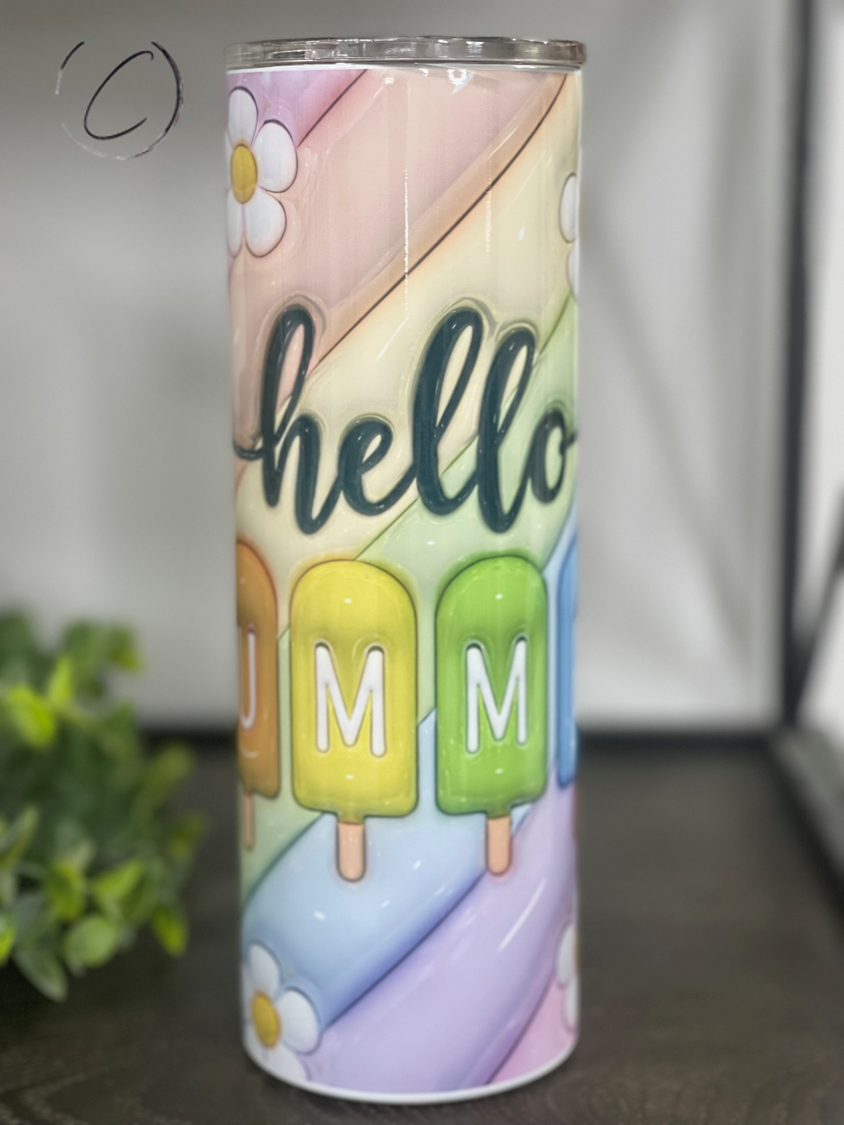 Hello Summer Creamsicles Inflated 20oz Skinny Tumbler