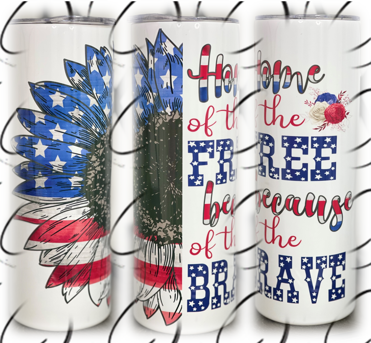 Home Of The Free Sunflower 20oz Skinny Tumbler