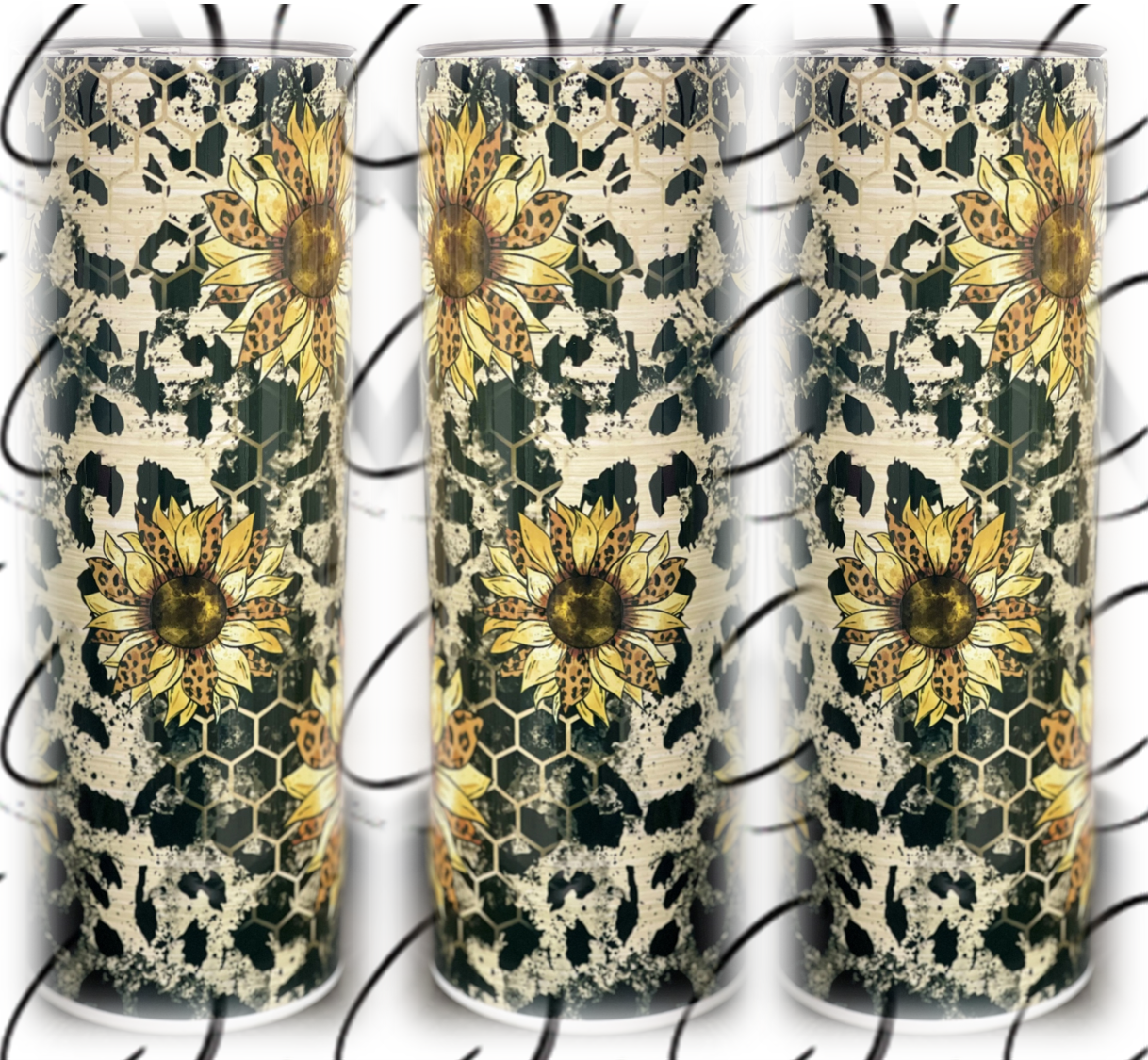 Honeycomb Leopard Sunflower 20oz Skinny Tumbler