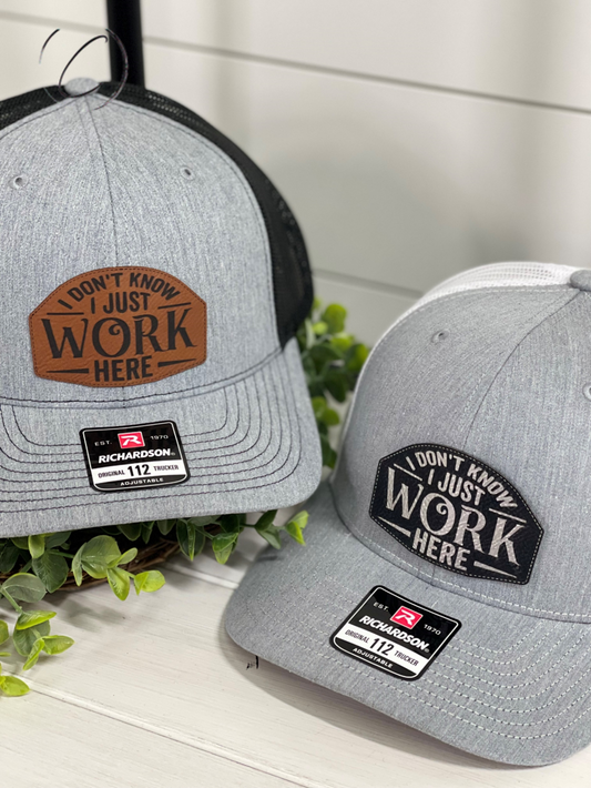 Adult I Just Work Here Patch Snapback Hat