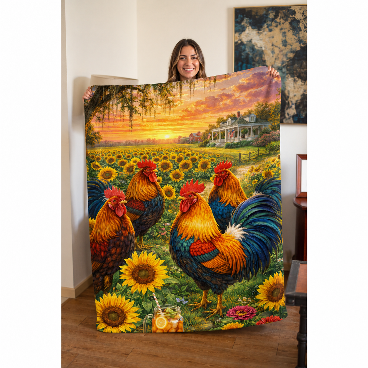 Ready to Ship | Rooster Blanket 🐓🌻