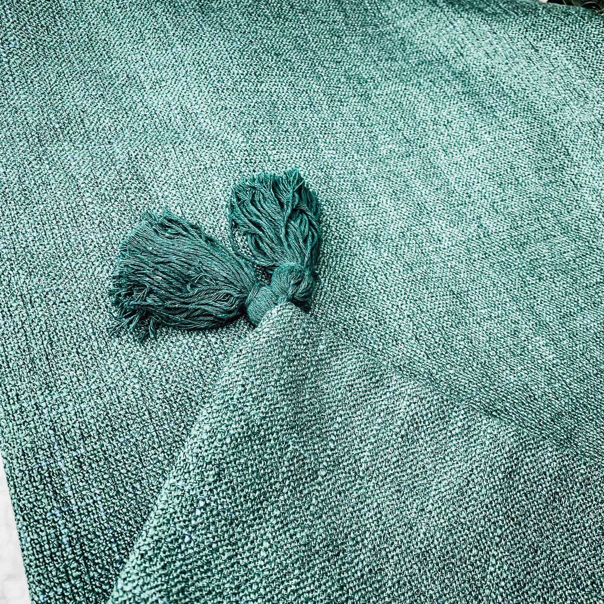 Green Pillow Case with tassels, Emerald Green