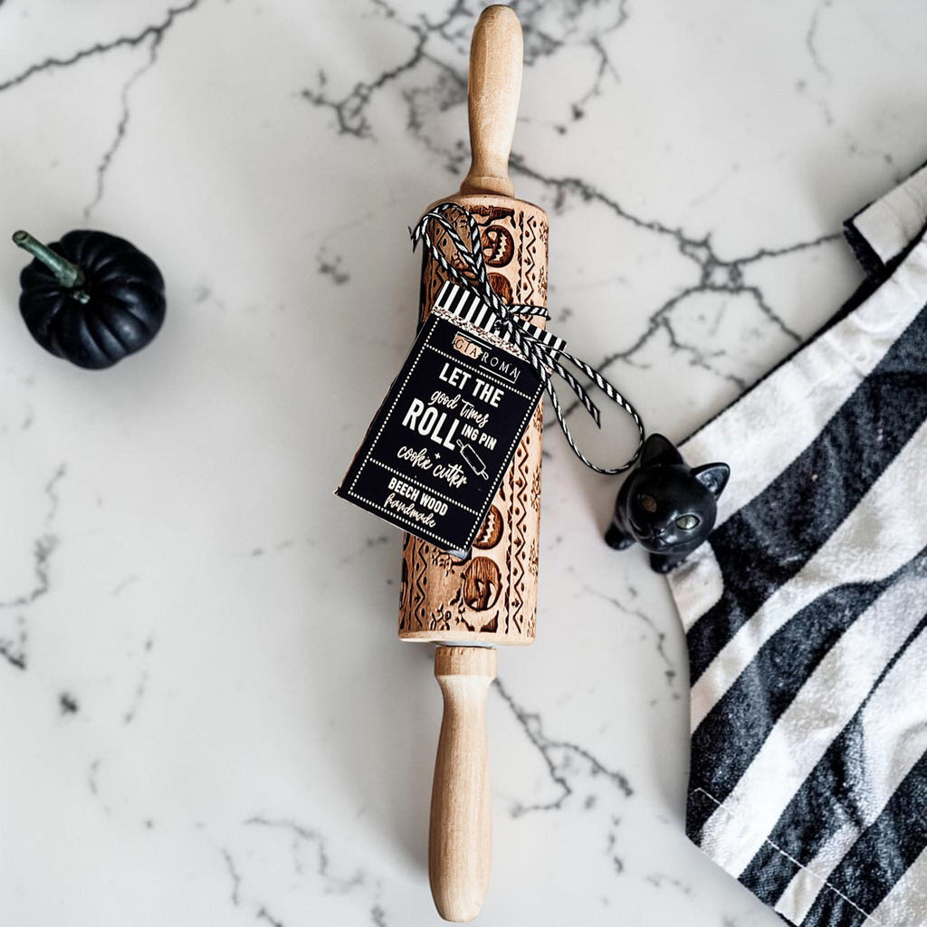 Made from durable beech wood, this engraved rolling pin provides even pressure for consistent designs every time. Whether you're baking Halloween cookies, decorating desserts, or creating seasonal treats with family, this tool delivers professional-looking results with minimal effort.