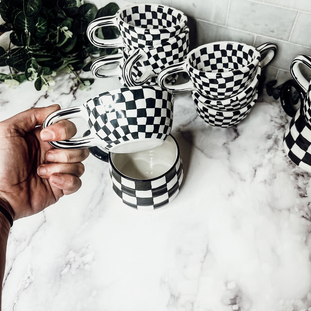 Small BW Checkered Mug