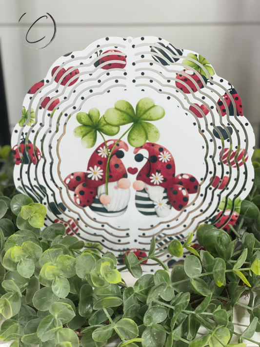 Lady Bug Gnomes Wind Spinner