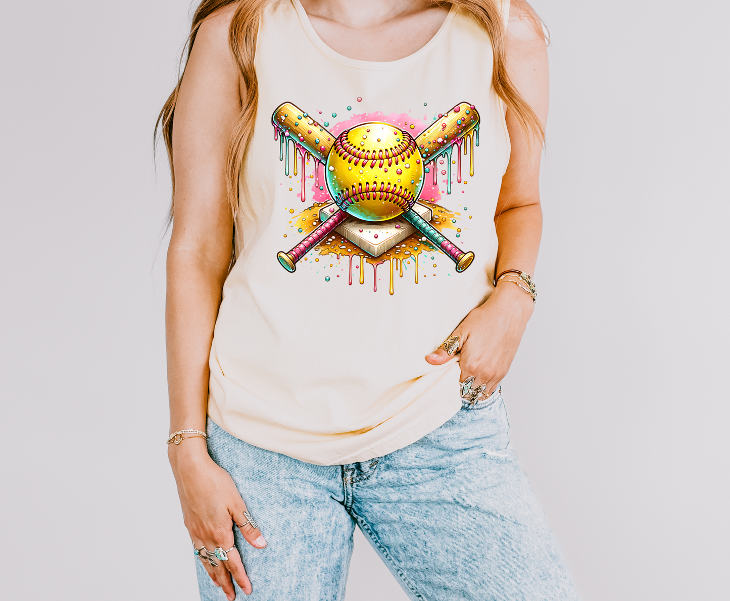 Drip Softball Home Plate Graphic Tank Top