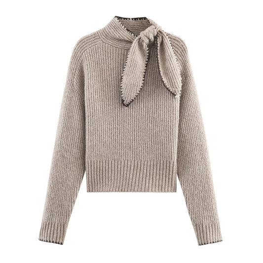 Sweet  Sweater Bow Detail Knit