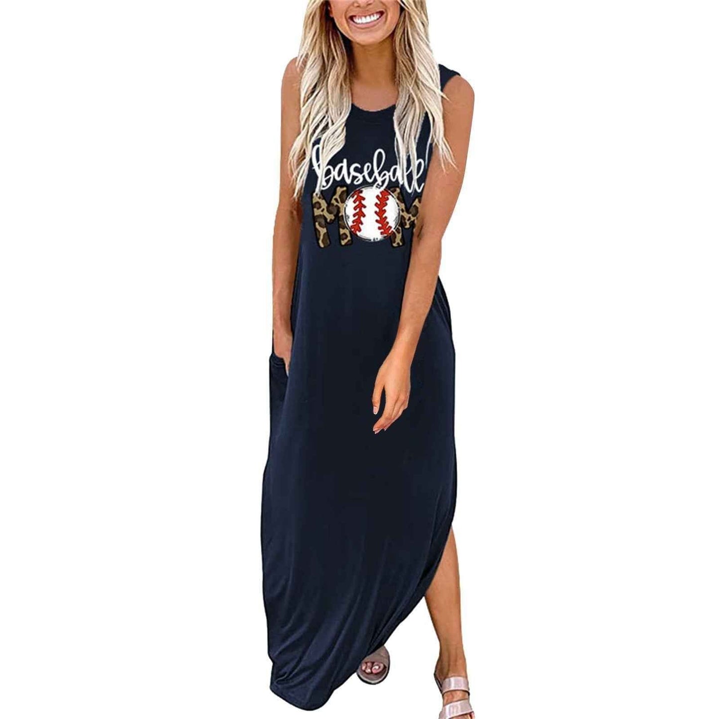 Dress Summer Dress Wide Shoulder Long Dress Fashion Slim Fit Long Dress Print Heart Patterned Long Casual Dress