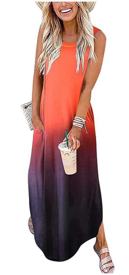 Dress Summer Dress Wide Shoulder Long Dress Fashion Slim Fit Long Dress Print Heart Patterned Long Casual Dress