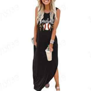 Dress Summer Dress Wide Shoulder Long Dress Fashion Slim Fit Long Dress Print Heart Patterned Long Casual Dress