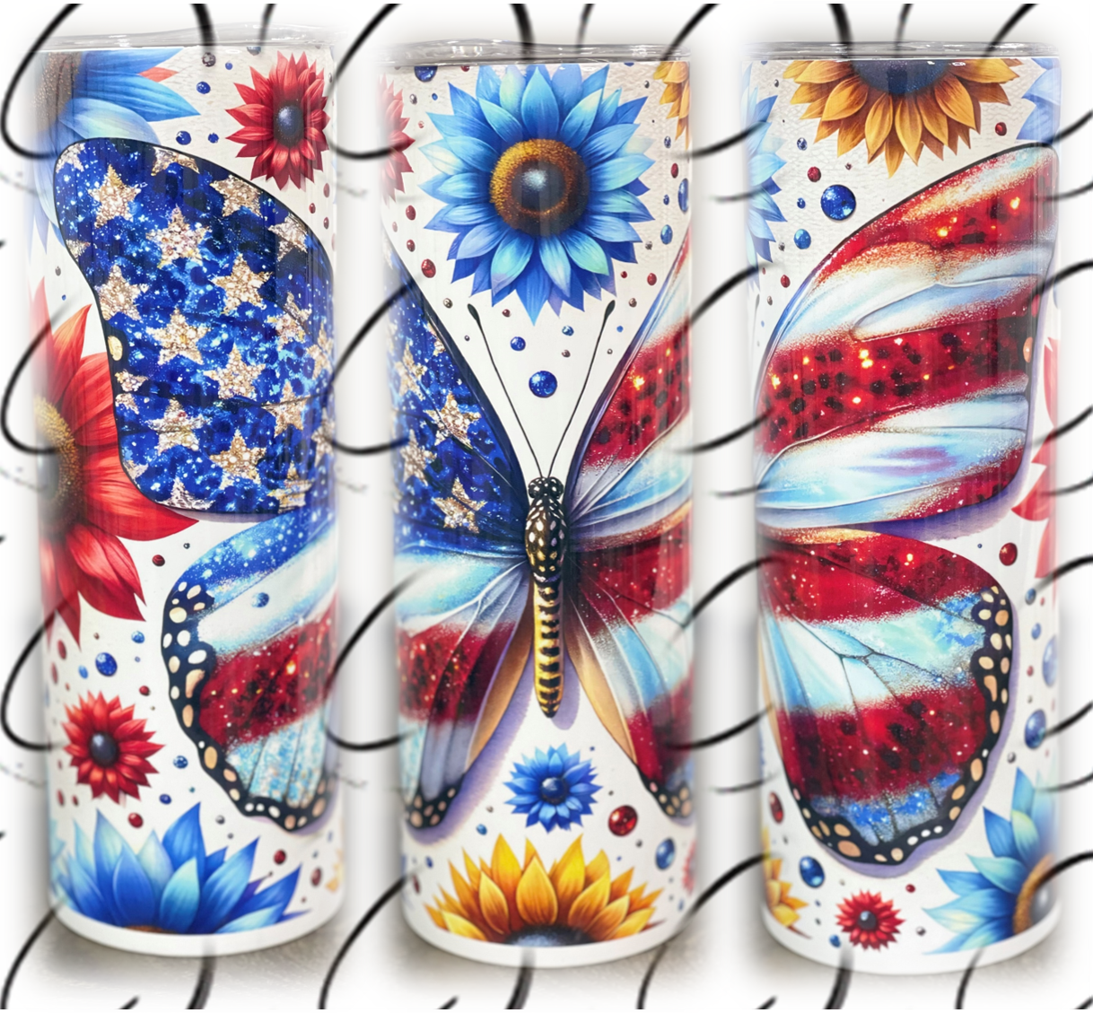 Patriotic Butterfly 20oz Skinny Tumbler