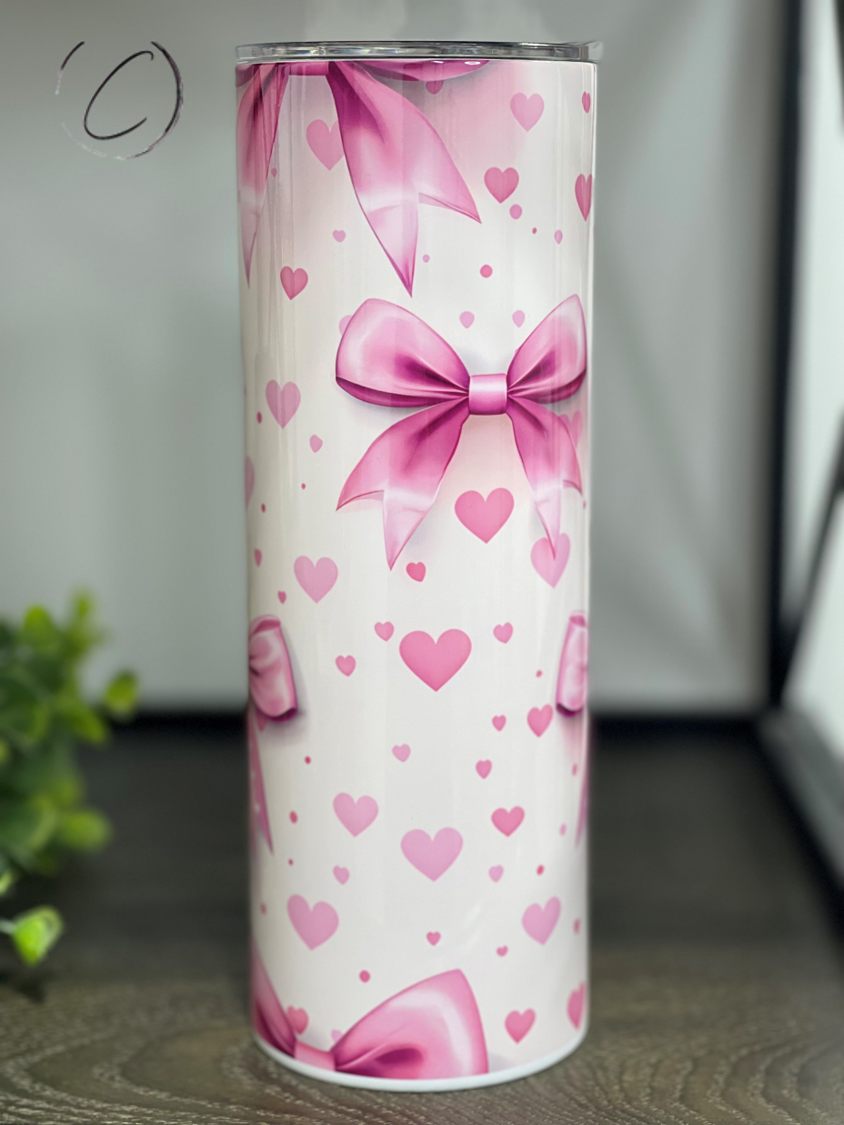 Pink Coquette Bows 20oz Skinny Tumbler