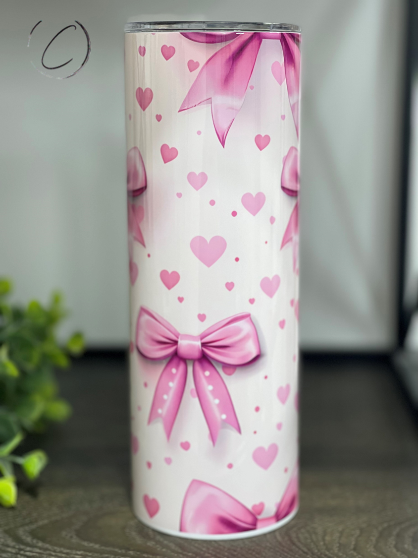 Pink Coquette Bows 20oz Skinny Tumbler