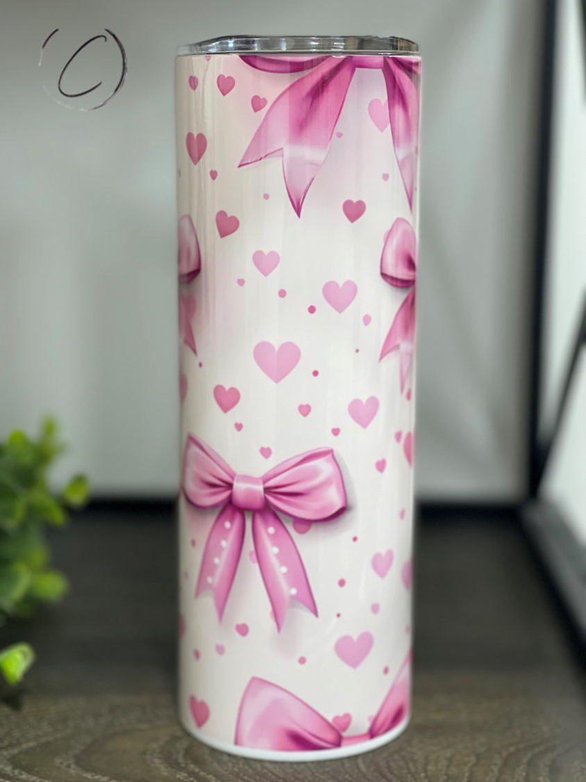 Pink Coquette Bows 20oz Skinny Tumbler