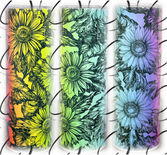 Rainbow Sunflowers 20oz Skinny Tumbler