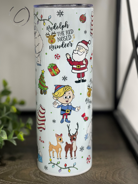 Retro Christmas Cartoons 20oz Skinny Tumbler