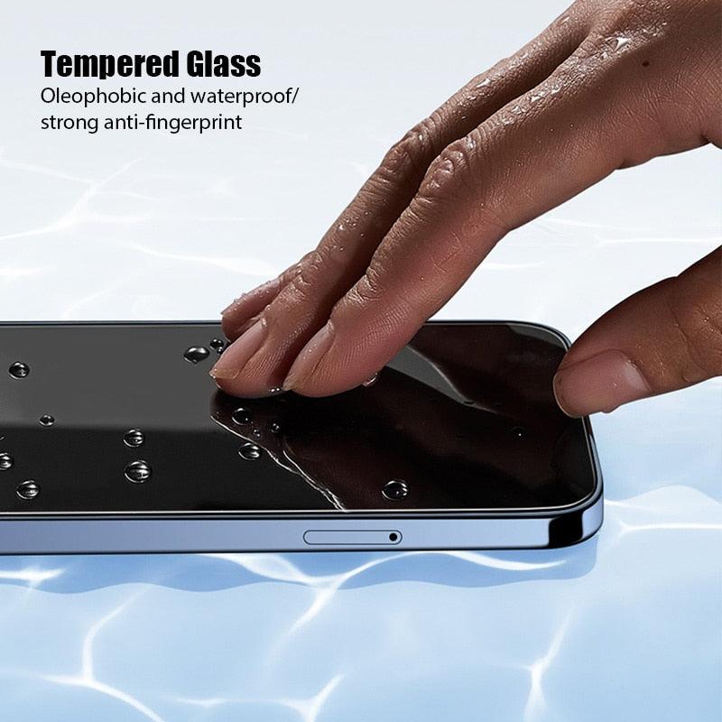 4PCS Tempered Glass for iPhone 11 12 13 14 Pro XR X XS Max Screen Protector on for iPhone 12 Pro Max Mini 7 8 6 6S Plus SE Glass Tempered Glass Easy Frame Installation HD Ultra-Thin Screen Protector