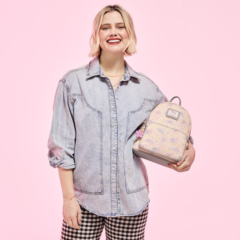 Loungefly Disney Stitch & Angel Cherry Blossom All-Over Print Mini Backpack