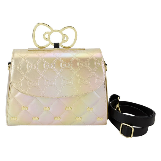 Sanrio Hello Kitty 50th Anniversary Gold Embossed Crossbody Purse by Loungefly